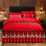 Elegant Lace Bedskirt & Luxurious Bedclothes Set | Soft Polar Fleece Fabric Mattress Cover