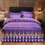 Elegant Lace Bedskirt & Luxurious Bedclothes Set | Soft Polar Fleece Fabric Mattress Cover