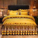 Elegant Lace Bedskirt & Luxurious Bedclothes Set | Soft Polar Fleece Fabric Mattress Cover